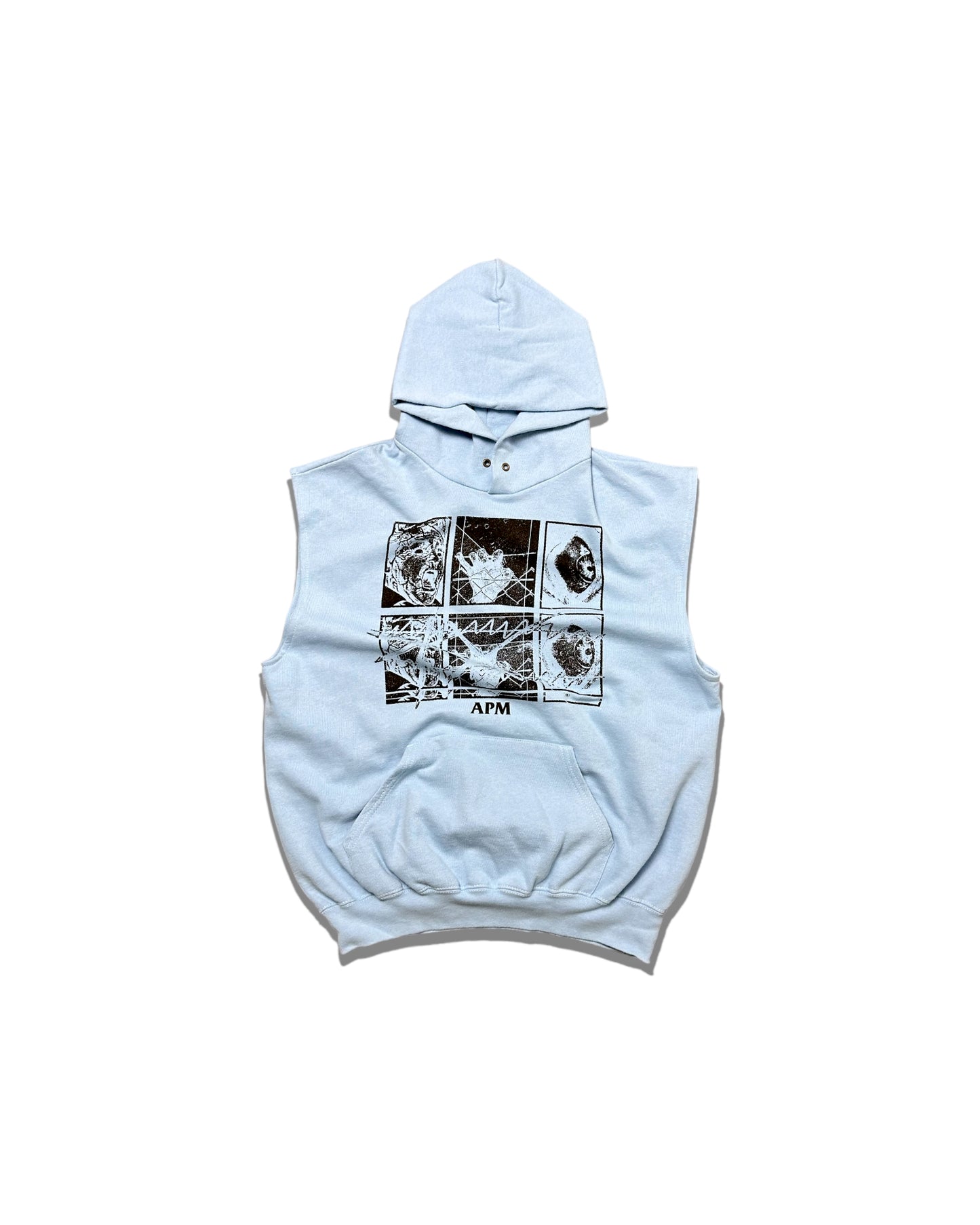 LIFE IN A CAGE SLEEVELESS HOODIE - BLUE - PRE-ORDER